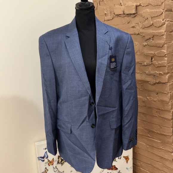 NavyPolyester-Blend Jacket men size 44 short